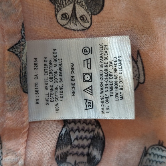 Adorable owl button down lightweight shirt sz 10 - Picture 4 of 4